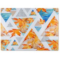 Benjamin Tate Design Autumn Geometrics With Maple Leaves Glass Chopping Board in Natural