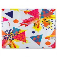 Benjamin Tate Design Maple Leaves & Geometric Patterns Glass Chopping Board in Natural