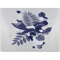 Benjamin Tate Design Prints Of Navy Autumn Leaves Glass Chopping Board in Natural
