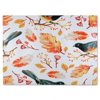 Benjamin Tate Design Birds & Leaves In Autumn Glass Chopping Board in Natural