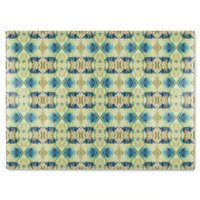 Benjamin Tate Design Psychedelic Geometric Pattern Glass Chopping Board in Natural