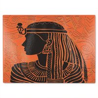 Benjamin Tate Design Egyptian Women On Orange Glass Chopping Board in Natural