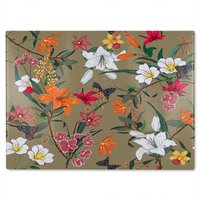 Benjamin Tate Design Selection Of Flowers Glass Chopping Board in Natural
