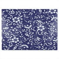 Benjamin Tate Design White Flowers On Navy Glass Chopping Board in Natural