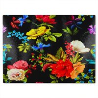 Benjamin Tate Design Bright Vibrant Flowers Glass Chopping Board in Natural