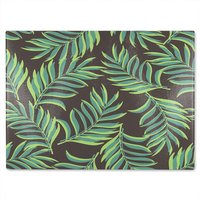 Benjamin Tate Design Green Palm Leaves Glass Chopping Board in Natural
