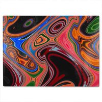 Benjamin Tate Design Pyschedelic Marble Pattern Glass Chopping Board in Natural