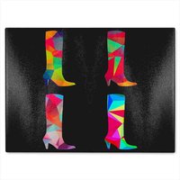 Benjamin Tate Design Geometric Boots Glass Chopping Board in Natural