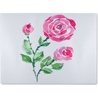 Benjamin Tate Design Rose Print Glass Chopping Board in Natural