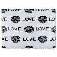 Benjamin Tate Design Rose & Love Print Glass Chopping Board in Natural