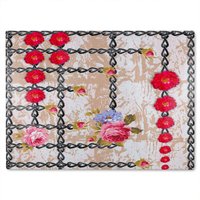 Benjamin Tate Design Flowers & Chains Glass Chopping Board in Natural