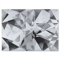 Benjamin Tate Design Black & White Geometric Grunge Pattern Glass Chopping Board in Natural