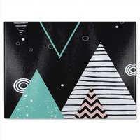 Benjamin Tate Design Triangles Circles & Zig Zag Patterns Glass Chopping Board in Natural