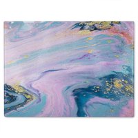 Benjamin Tate Design Blue & Pink Marble Glass Chopping Board in Natural