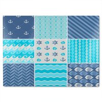 Benjamin Tate Design Nautical Tiles Glass Chopping Board in Natural