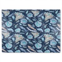Benjamin Tate Design Boho Chic Indigo Pattern Glass Chopping Board in Natural