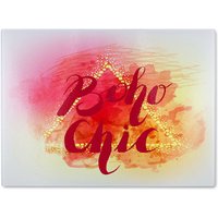 Benjamin Tate Design Boho Chic Lettering Glass Chopping Board in Natural