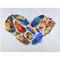 Benjamin Tate Design Boho Tribal Heart Glass Chopping Board in Natural