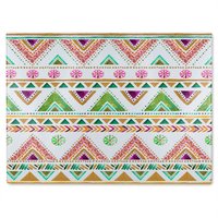 Benjamin Tate Design Colorful Striped Gold Style Triangles Glass Chopping Board in Natural