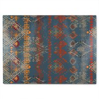 Benjamin Tate Design Ethnic Boho Distressed Pattern Glass Chopping Board in Natural
