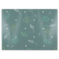 Benjamin Tate Design Hand Drawn Leaves Glass Chopping Board in Natural