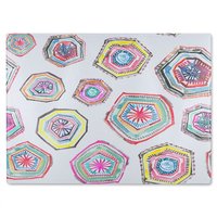 Benjamin Tate Design Hand Painted Multicolor Watercolor Glass Chopping Board in Natural