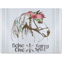 Benjamin Tate Design Horse With Flower Chic Glass Chopping Board in Natural