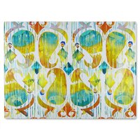Benjamin Tate Design Ikat Vibrant Glass Chopping Board in Natural