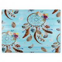Benjamin Tate Design Native American Tribe Decor Glass Chopping Board in Natural