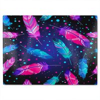 Benjamin Tate Design Painted Bird Feathers Glass Chopping Board in Natural