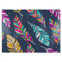 Benjamin Tate Design Retro Color Feathers Glass Chopping Board in Natural