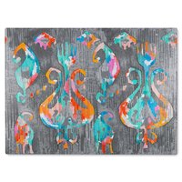 Benjamin Tate Design Trendy Tribal Pattern In Watercolour Style Glass Chopping Board in Natural