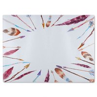 Benjamin Tate Design Watercolor Boho Chic With Feathers & Arrows Glass Chopping Board in Natural