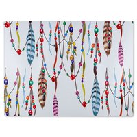Benjamin Tate Design Ribbon & Bead Glass Chopping Board in Natural