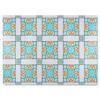 Benjamin Tate Design Colorful Textile Design Glass Chopping Board in Natural