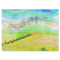 Benjamin Tate Design Yellow Beach Glass Chopping Board in Natural