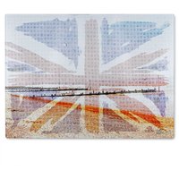 Benjamin Tate Design Union Jack Beach Glass Chopping Board in Natural