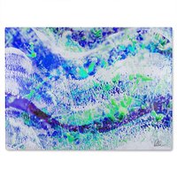 Benjamin Tate Design Blue Wilderness Glass Chopping Board in Natural