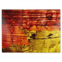 Benjamin Tate Design Birds On Branch Glass Chopping Board in Natural