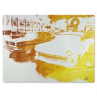 Benjamin Tate Design Cool Cars Glass Chopping Board in Natural
