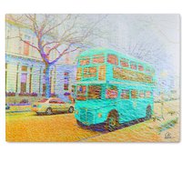 Benjamin Tate Design London Bus Green Front Glass Chopping Board in Natural