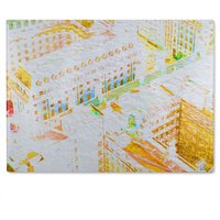 Benjamin Tate Design London Roof Tops Orange Glass Chopping Board in Natural