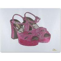 Benjamin Tate Design Purple High Heels Glass Chopping Board in Natural