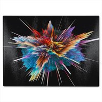 Benjamin Tate Design Colorful Explosion Isolated Glass Chopping Board in Natural