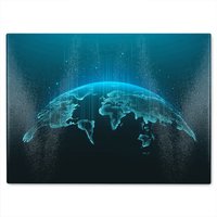 Benjamin Tate Design Map Of The Planet Glass Chopping Board in Natural