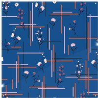 Benjamin Tate Design Flowers With Check Grid For Fashion Splash Back in Natural