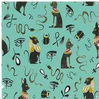 Benjamin Tate Design Hand Painting Abstract Ancient Egypt Horus Eye Signs Splash Back in Natural