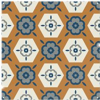 Benjamin Tate Design Rust Orange With Gray Navy Blue & Beige Splash Back in Natural