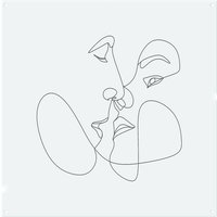Benjamin Tate Design Couple kiss in line art Designer Splash Back in Natural