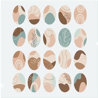 Benjamin Tate Design Round texture & floral icons in pastel colours Designer Splash Back in Natural